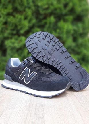 Жіночі кросівки new balance 574 black white нью беланс чорного з білим кольорів5 фото