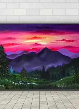 Гірський пейзаж, картина 70x50x2 см2 фото
