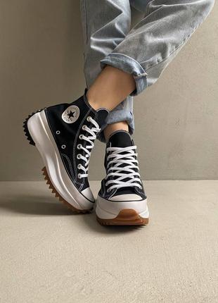 Converse run star high black white