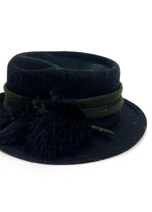 Шляпа фетровая черная, качественная, с пириной4 фото