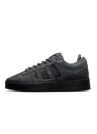 Жіночі кросівки adidas originals campus x bad bunny dark gray1 фото