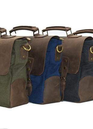 Мужская сумка-порфтель из канвас с кожаным клапаном 3960 бренда tarwa8 фото