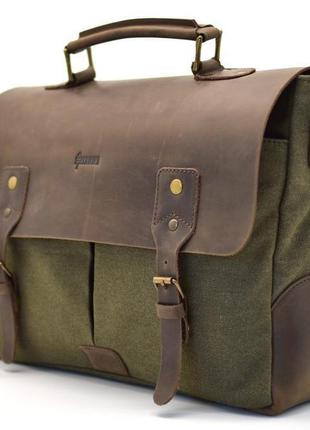 Мужская сумка-порфтель из канвас с кожаным клапаном 3960 бренда tarwa3 фото