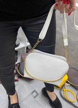 Женская стильная и качественная сумка темная белая5 фото