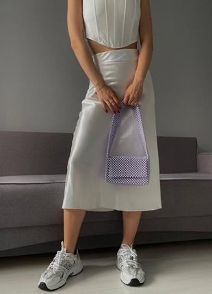 Атласная юбка-миди2 фото
