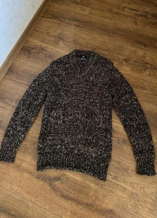 Мужской  стильные шерстяной свитер худи, свитшот и кофта размер л-xl меланж коричневый бежевый2 фото