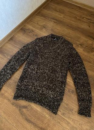 Чоловічий стильний вовняний светр худі, світшот і кофта розмір л-xl меланж коричневий бежевий