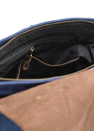 Мужская сумка-портфель кожа+парусина rk-3960-3md от украинского бренда tarwa7 фото