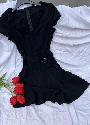 Черное замшевое платье1 фото