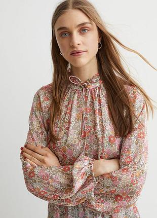 Шифонова вільна блуза блузка з пишними рукавами h&m ( zara)