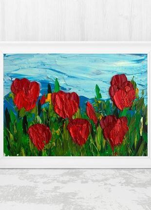 Тюльпаны, картина 20x15 см