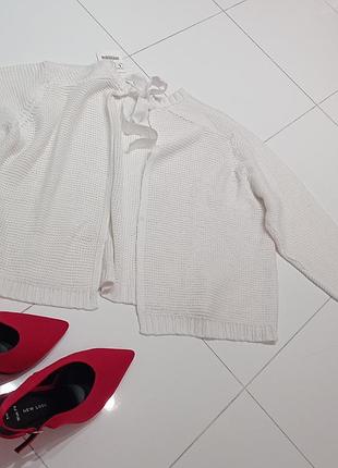 Білий в'язаний светр -накидка zara knit