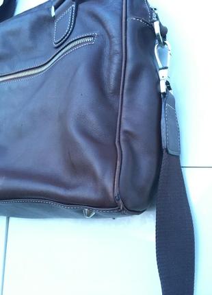 Кожаная мужская сумка haagendess коричневая8 фото
