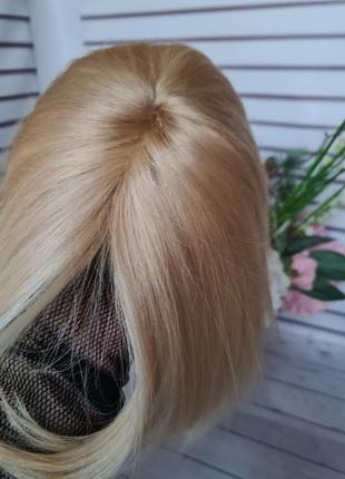 Накладка топпер полупарик челка макушка 100% натуральный волос.10 фото