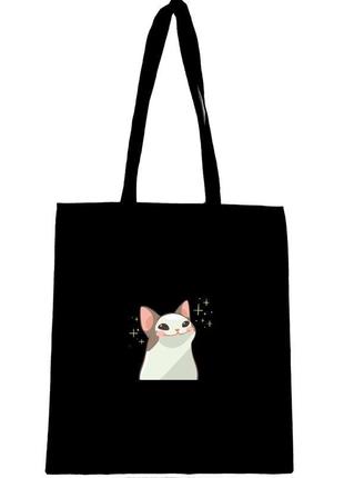 Еко сумка шоппер з котом , мем , pop cat1 фото