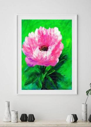Рожева квітка, картина 45x35 см5 фото