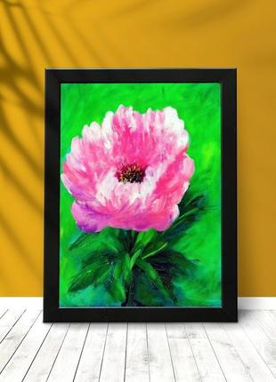Рожева квітка, картина 45x35 см6 фото