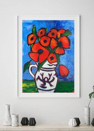 Цветы в вазе, картина 50x40 см5 фото