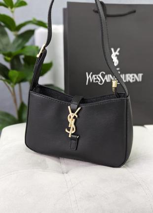 Женская сумка, сумочка в стиле yves saint laurent, ив сен лоран черная, гладкая экокожа