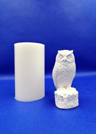 Силиконовая форма сова на пеньке для заливки свечей мыла, воска, гипса1 фото