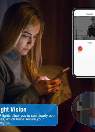Двонаправлений аудіо дверний дзвінок vision розумний відео-дзвінок з датчиком руху та нічним режимом7 фото