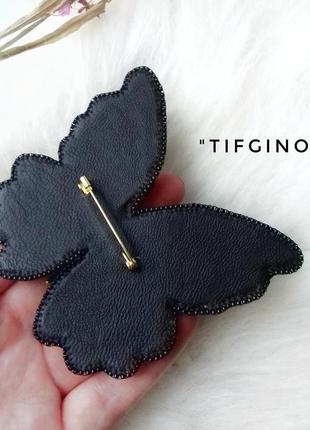 Большая вышитая брошь-бабочка "tifgino"2 фото