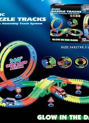 Гоночний трек magic dazzle tracks з неоновим підсвічуванням 177 деталей