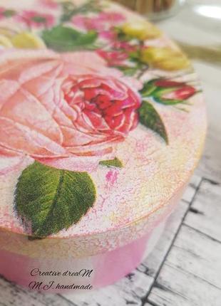 Деревянная шкатулка для украшений "розовая нежность" в розово-золотом цвете7 фото