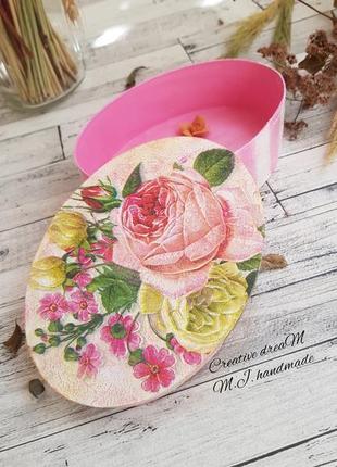 Деревянная шкатулка для украшений "розовая нежность" в розово-золотом цвете6 фото