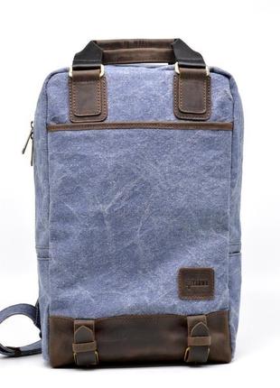 Урбан сумка-рюкзак з кінської шкіри і тканини canvas від tarwa, модель rk-1210-4lx2 фото