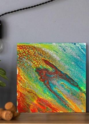 Помаранчевий флюїд 2, картина 15x15 см3 фото