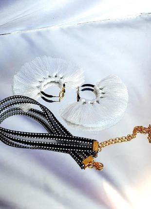 Сережки кільця "white air" біле і чорне/оригінальні сережки кисті9 фото
