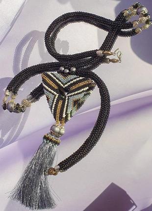 Ожерелье "wind force" в стиле бохо / лариат из бисера женский в этно стиле3 фото