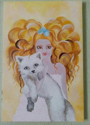 Картина девушка с лисицей