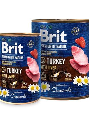 Brit premium by nature turkey with liver консервы (паштет) для собак с индейкой и индюшиной печенью 400г