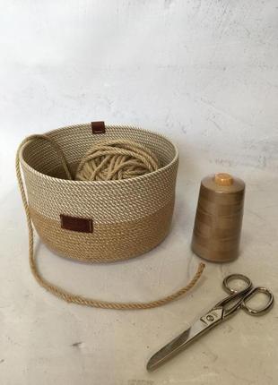 Корзинки для хранения из джута и хлопка