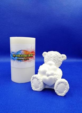 Силіконова форма "ведмедик з серцями" для заливки свічок, мила, воску, гіпсу1 фото