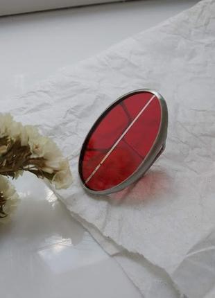 Стеклянный перстень с зеркальной полоской4 фото