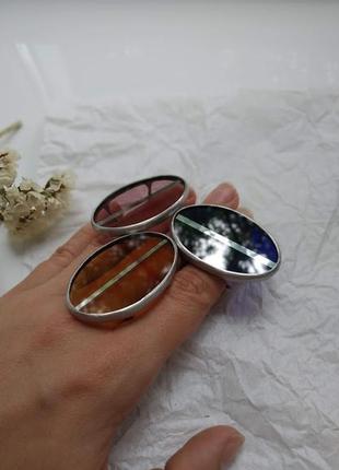 Стеклянный перстень с зеркальной полоской8 фото