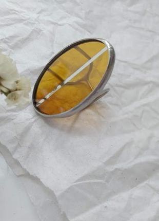 Стеклянный перстень с зеркальной полоской7 фото