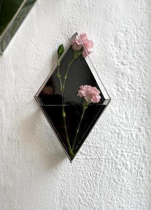 Скляний геометричний флораріум. настінне кашпо зі скла. водостійка ваза для квітів.5 фото