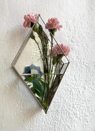 Скляний геометричний флораріум. настінне кашпо зі скла. водостійка ваза для квітів.3 фото