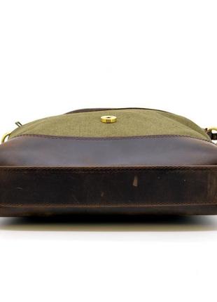 Мужская сумка через плечо из кожи и канвас rh-18072-4lx tarwa  с клапаном и кожаным ремнем7 фото