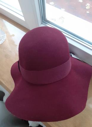 Брендовая  шерстяная шляпа цвета марсала  италия 100%шерсть4 фото