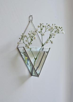 Glass geometric florarium made of faceted glass. wall planter made of glass. waterproof vase1 фото