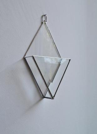 Glass geometric florarium made of faceted glass. wall planter made of glass. waterproof vase7 фото