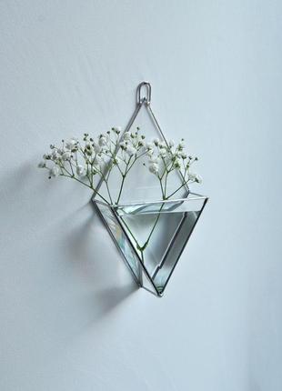 Glass geometric florarium made of faceted glass. wall planter made of glass. waterproof vase5 фото