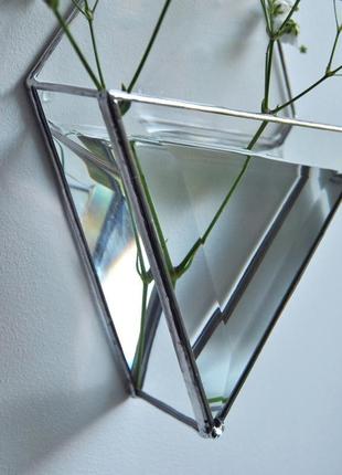 Glass geometric florarium made of faceted glass. wall planter made of glass. waterproof vase8 фото