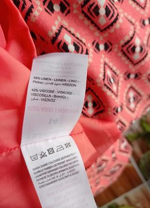Платье розовое в ромбик лен вискоза6 фото