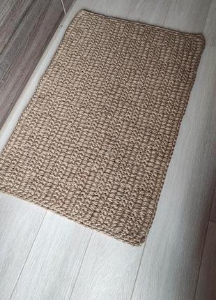 Двухсторонний коврик из джута. маленький плетёный коврик.3 фото